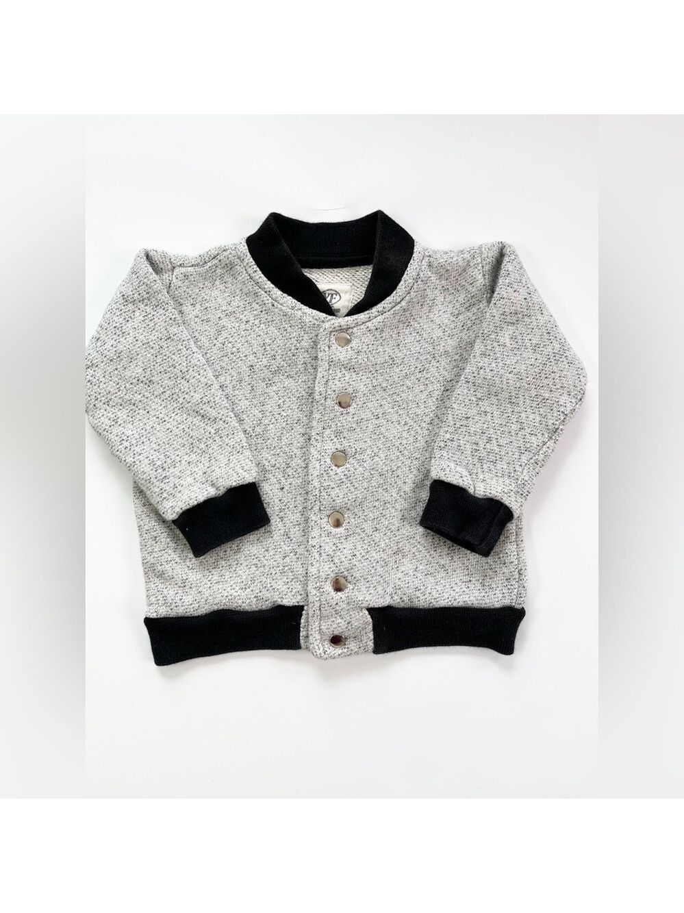 Gray‎ and Black Snap-Up Bomber Jacket